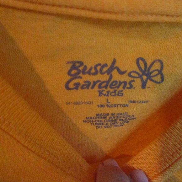 NWT Orange Busch Gardens Amusement Park Roller Coaster Tee Shirt Kids L - Picture 3 of 4